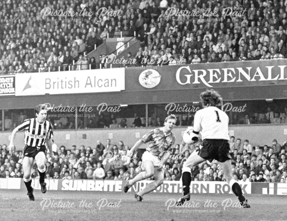 Derby County striker Paul Goddard at the Baseball Ground, Derby, 1989