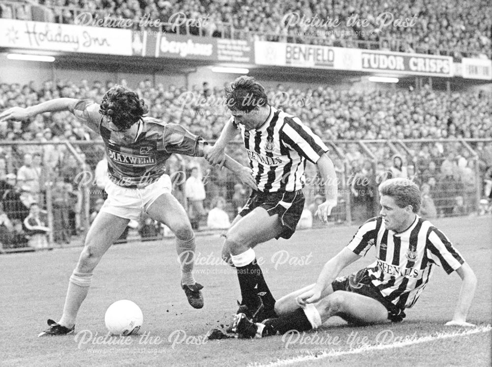 Derby County striker Dean Saunders at St. James' Park, Newcastle, 1989