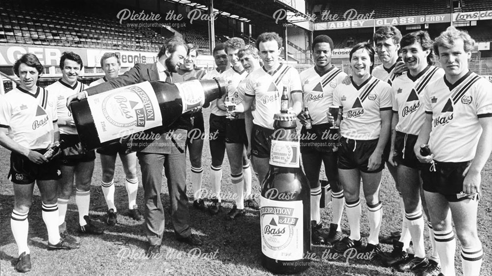 Bass Worthington Promotion Manager at Derby County, Baseball Ground, Derby, 1984