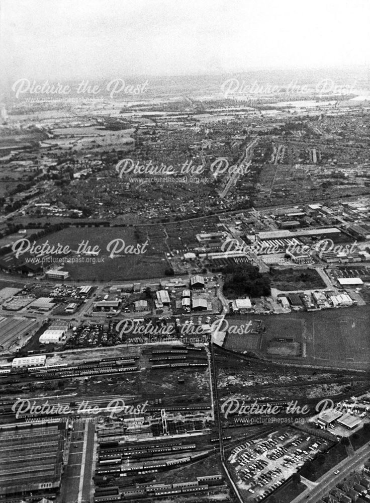 Aerial view of Derby's British Railways Carriage and Wagon Works