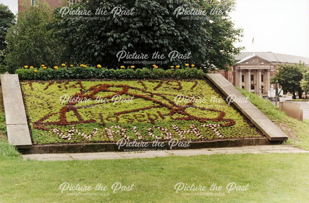 Commemorative floral display for the bi-centenary of Joseph Wright of Derby's death