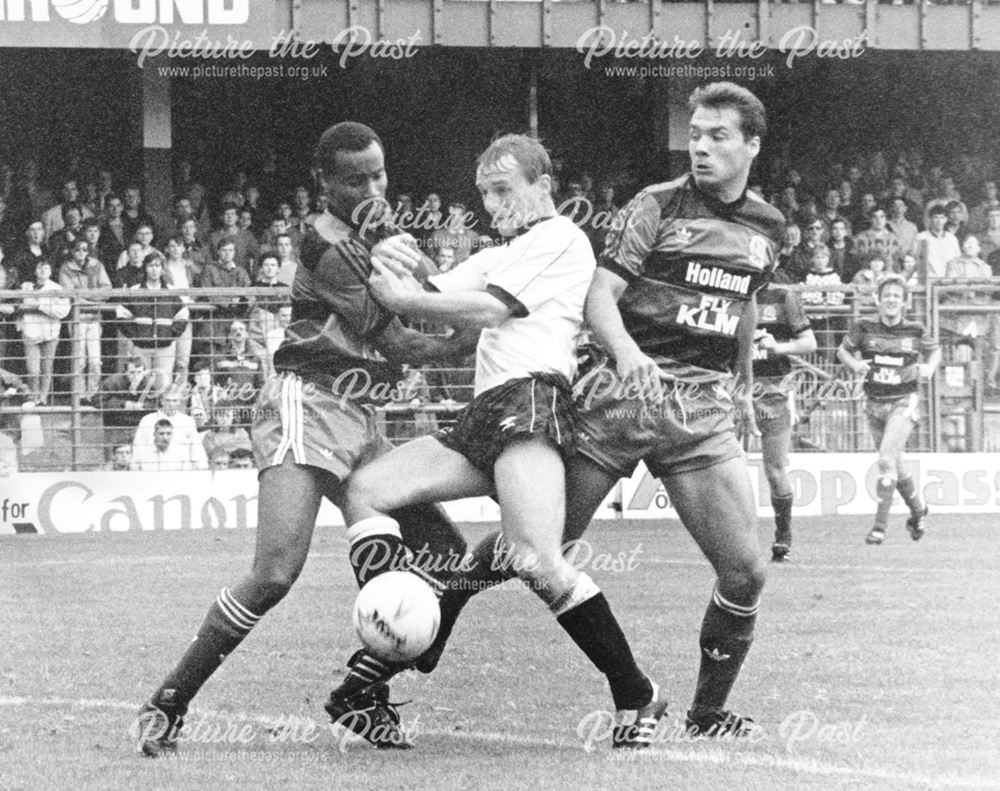 Derby County striker Paul Goddard at the Baseball Ground, Derby, 1988