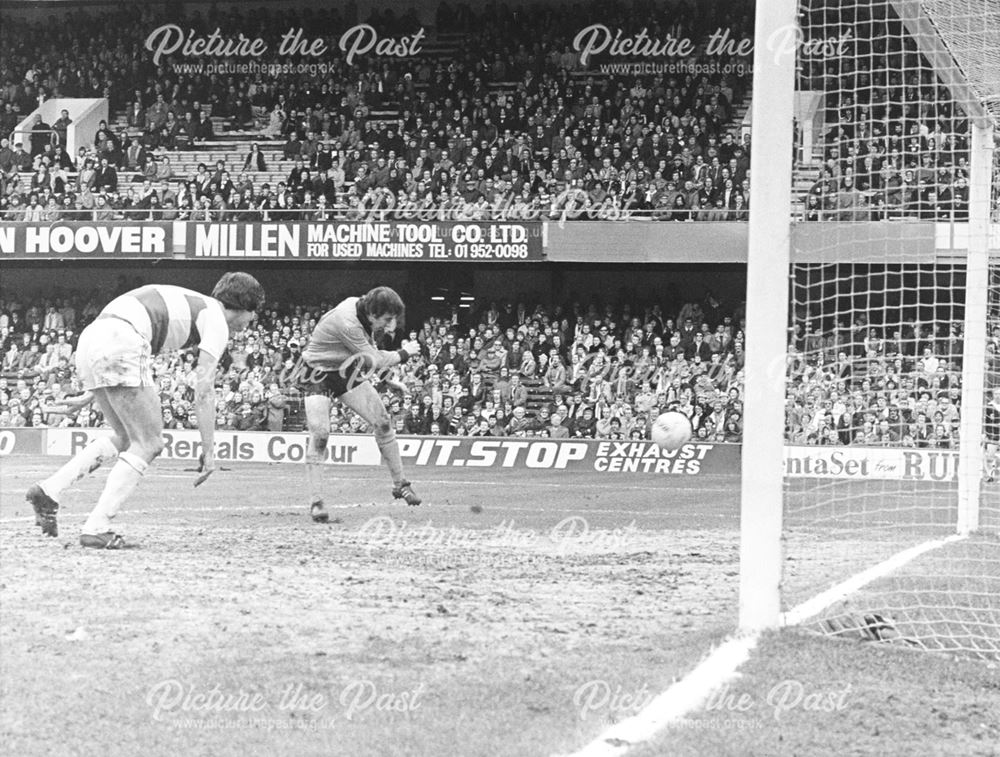 Derby County striker Andy Crawford Scores Against QPR, London, 1979