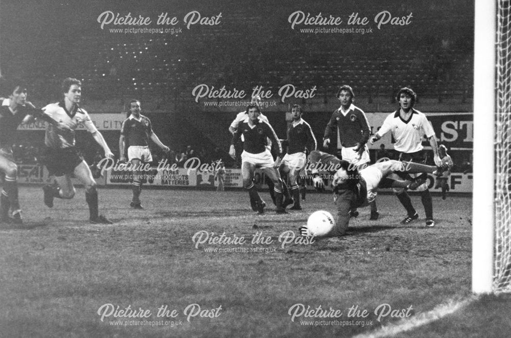 Derby County striker Kevin Hector against Bristol City, Bristol, 1981