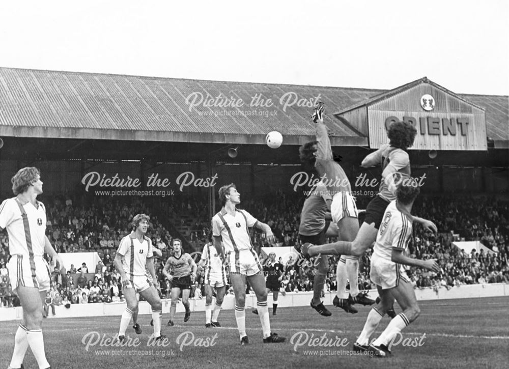 Derby County's Alan Ramage and Dave Swindlehurst at Leyton Orient, London, 1980