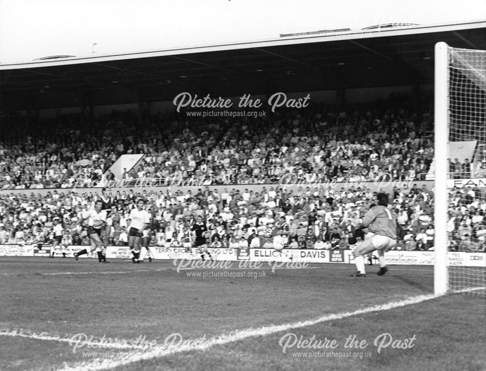 Derby County striker Phil Gee in Match at West Ham, London, 1987