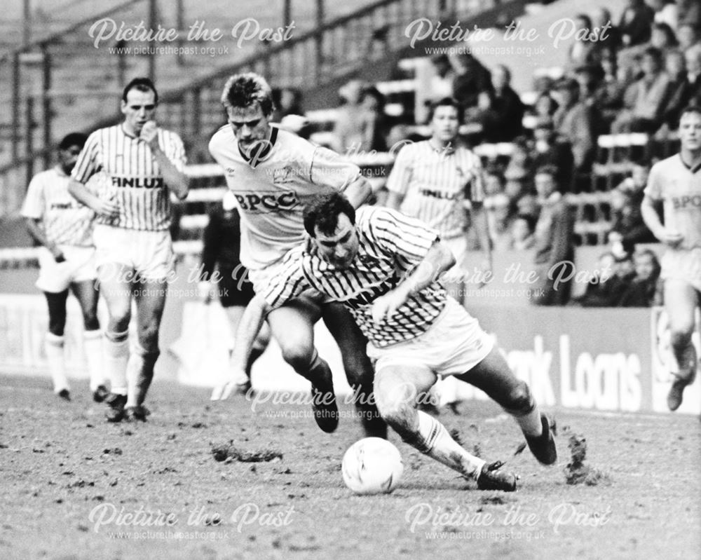 Derby County striker Phil Gee at Sheffield Wednesday, Sheffield, 1987