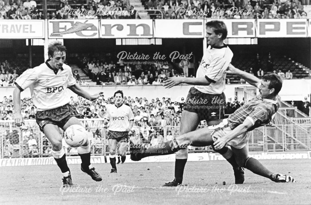 Derby County players Gary Micklewhite and Phil Gee