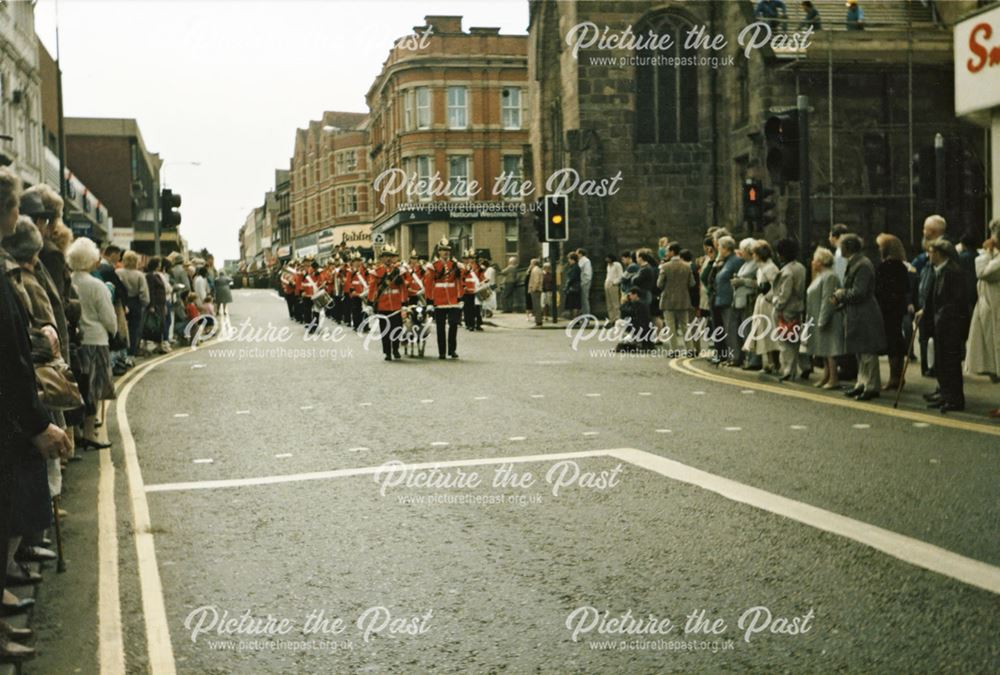 Parade of the Worcestershire and Sherwood Foresters, with 'Derby' the regimental mascot ram