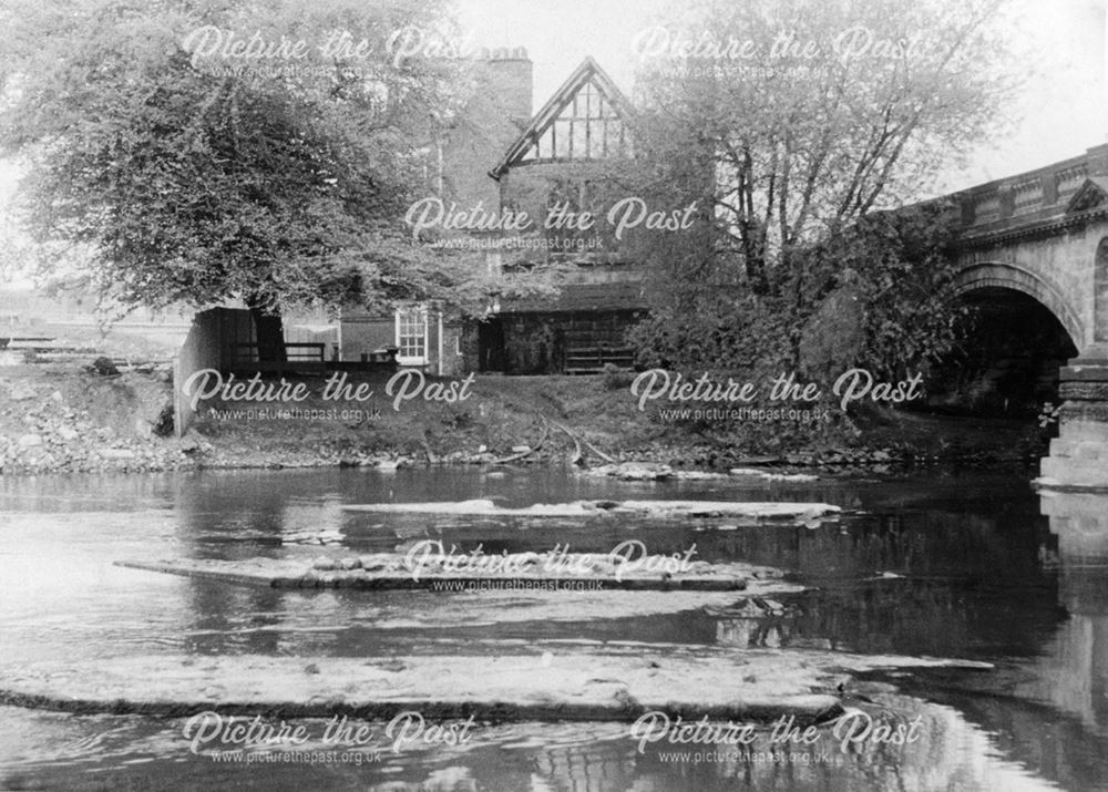 The piers of the original St Mary's Bridge and St Mary's Bridge Chapel, Derby, 1970