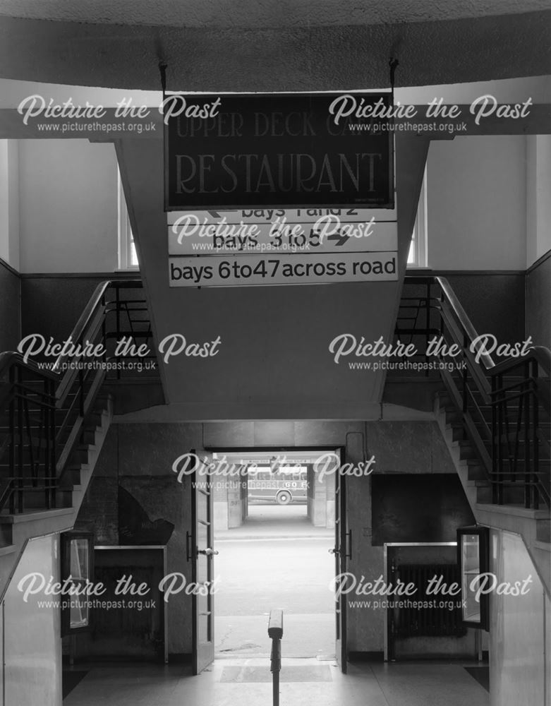 Stairway to the 'Upper Deck' Cafe in Derby Bus Station