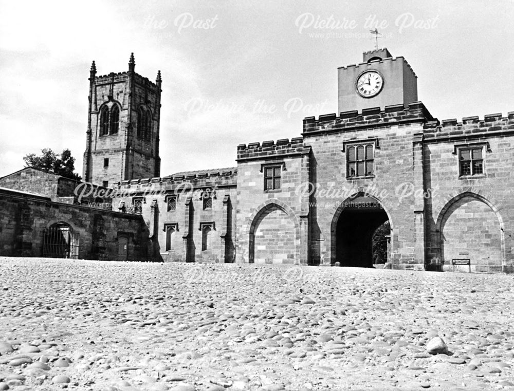 Elvaston Castle Courtyard - showing St Bartholomew's Church tower