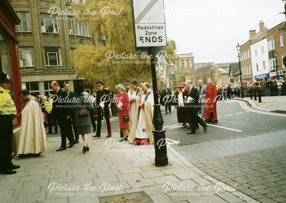 Various dignitaries shown during the Queen's visit to Derby for the opening of the Cathedral Centre