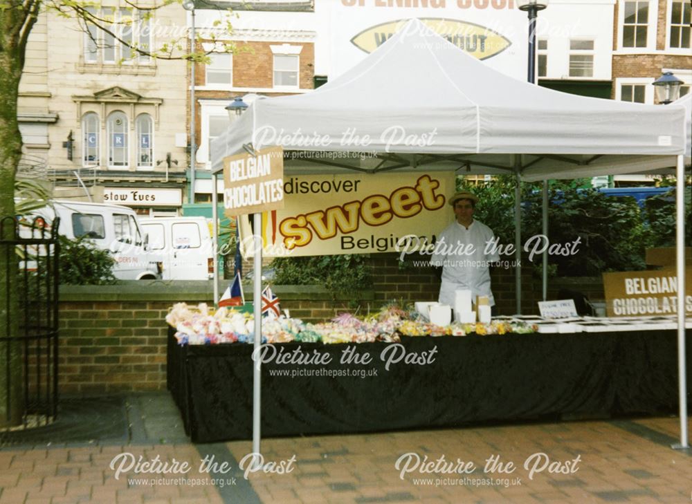 Continental Market Belgian Chocolate stall in the Market Place, Derby