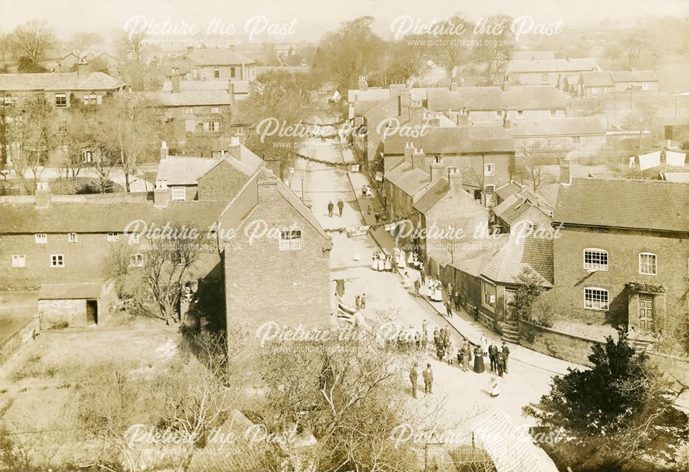 Church Street, Spondon. Decorated for the wedding of Sir Richard Cooper and Alice Priestland