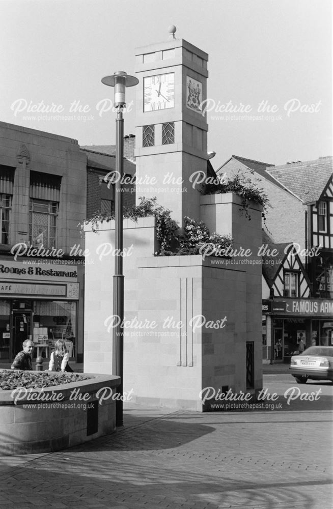 The clock on The Spot, St Peter's Street, Derby