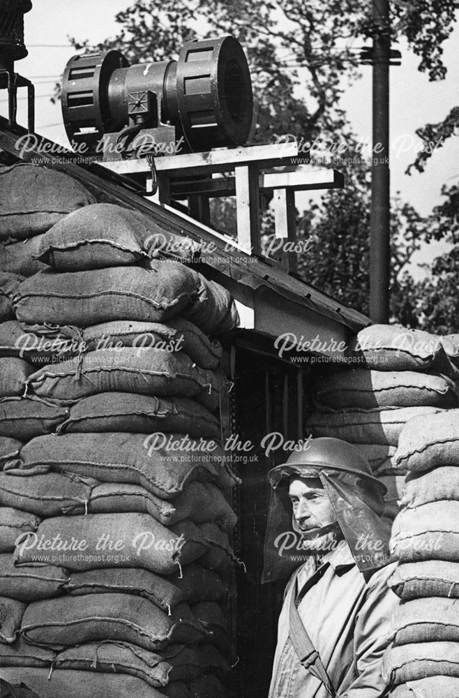 Air-Raid siren on top of a fortified Police Box during World War 2