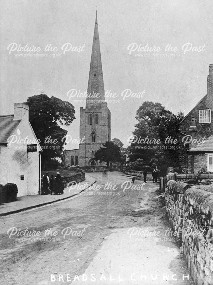 Post Office and All Saints Church, Moor Road, Breadsall, c 1935