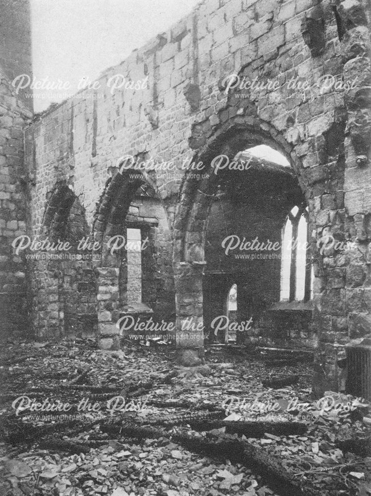 Interior of All Saints Parish Church After the Fire, Moor Road, Breadsall, 1914