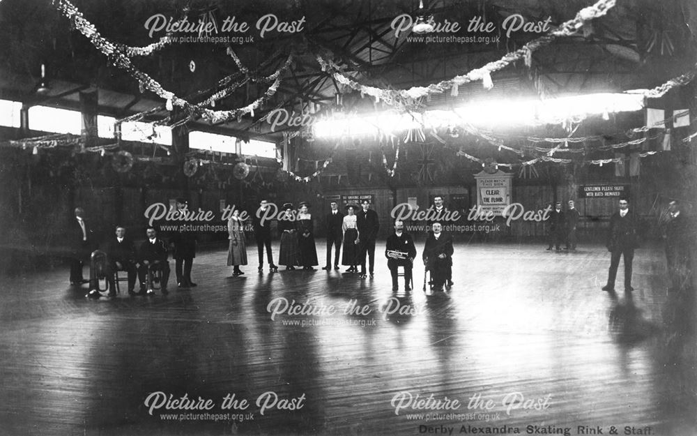 Alexandra Skating Rink and Staff, Derby, c 1900s-1910s