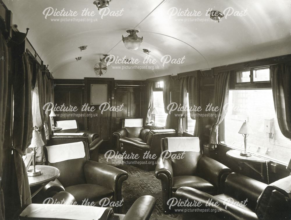 Interior of LMS Lounge Brake car no. 15493, Derby, 1933