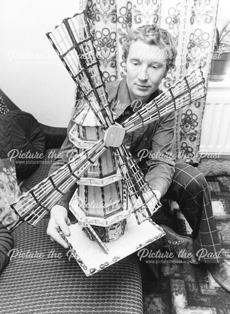 Peter Ambler with Matchstick Windmill, Derby, 1978