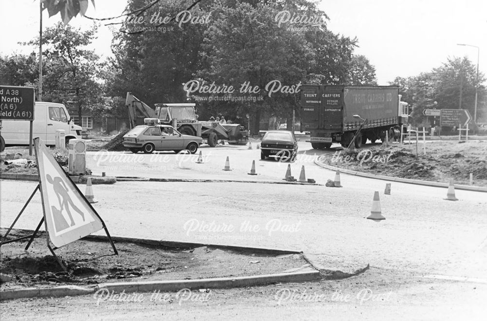 Roadworks at Markeaton Island, Derby, 1982