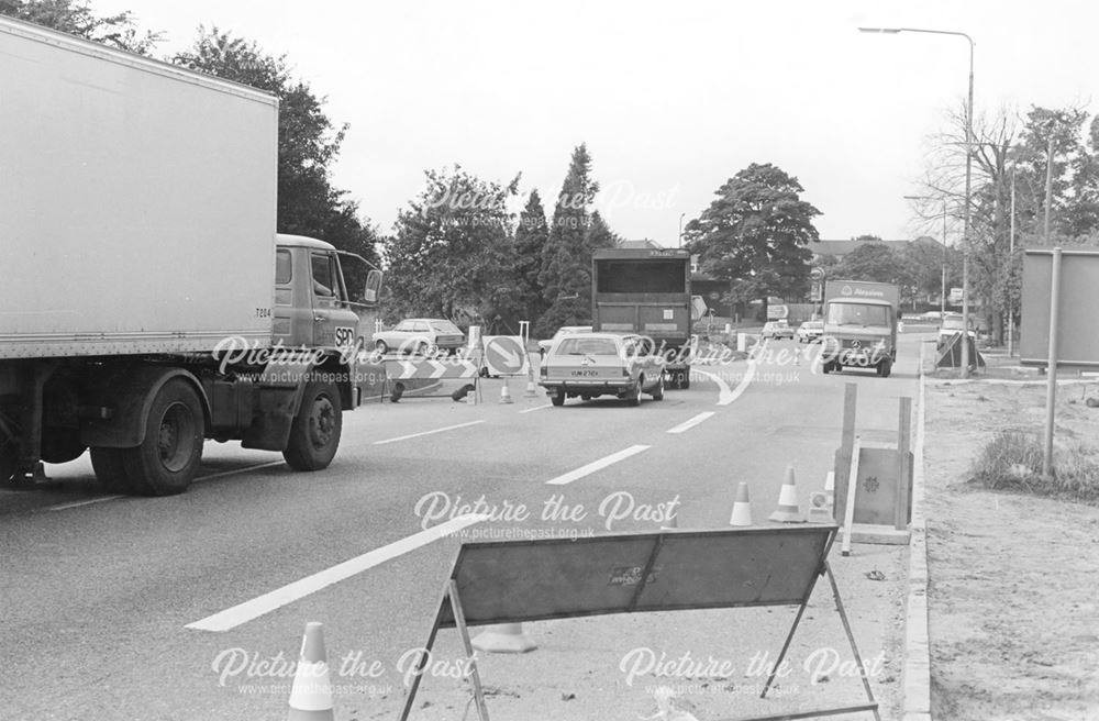 Roadworks at Markeaton Island, Derby, 1982