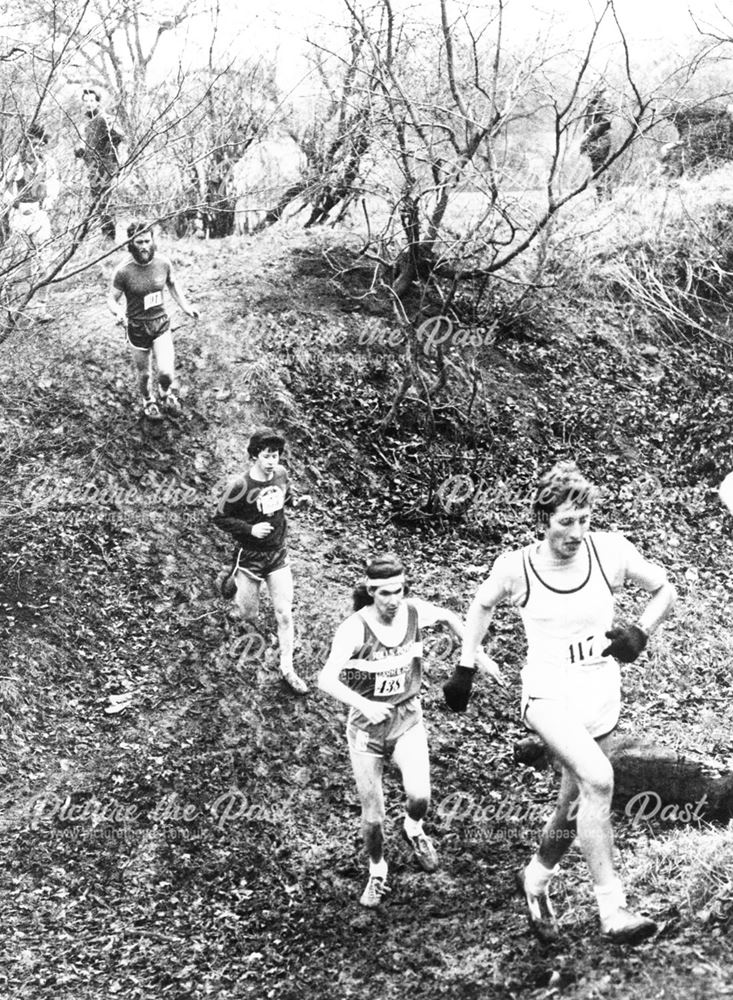 Competitors in the Senior Cross-Country, Markeaton Park, Derby, 1980