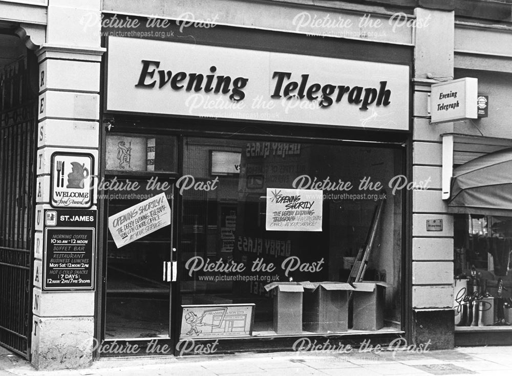 Exterior of Derby Evening Telegraph office, prior to opening