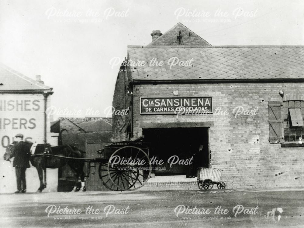 Exterior of the meat store 'Sansinena De Carnes Congleladas' on Exeter Bridge