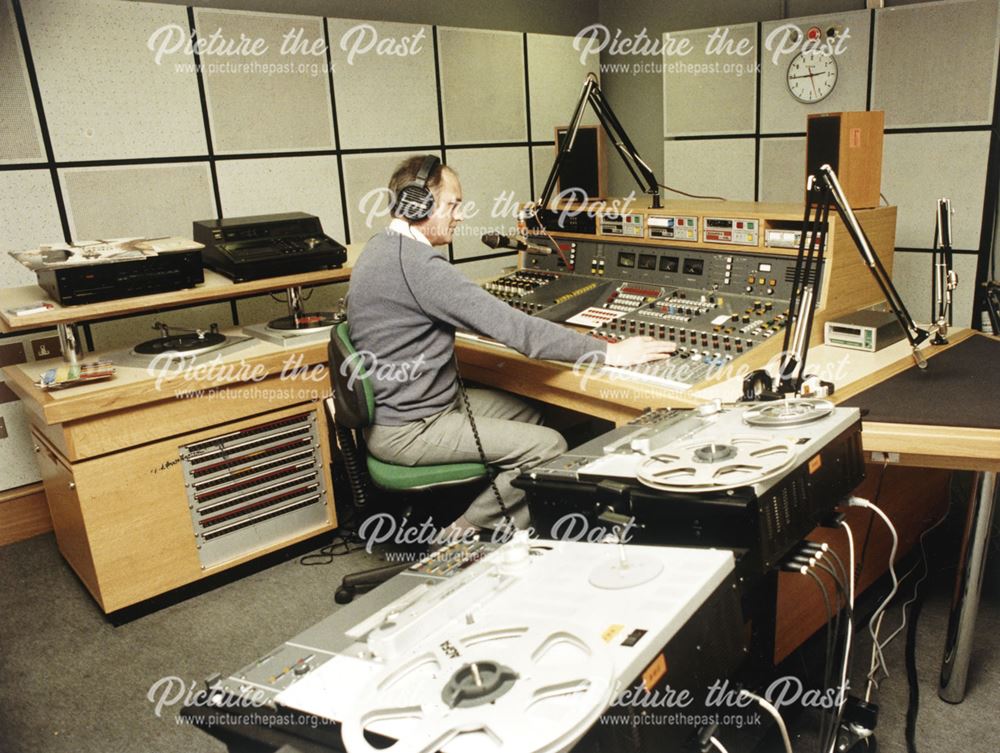 Interior of a radio studio at BBC Radio Derby