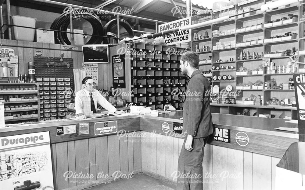 Interior of Bancrofts  Motor Parts showing shelves of stock