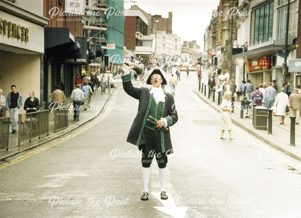 Town crier announcing the opening of 'Derby Promenade'