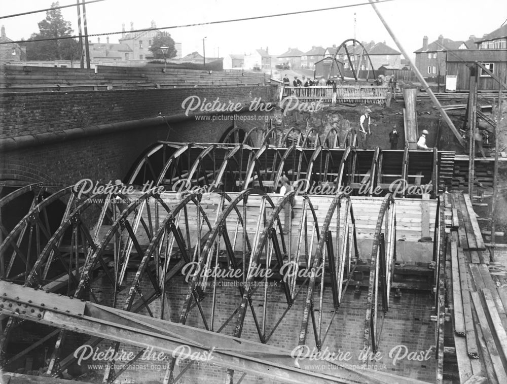 View of the arches for Pear Tree bridge,under construction