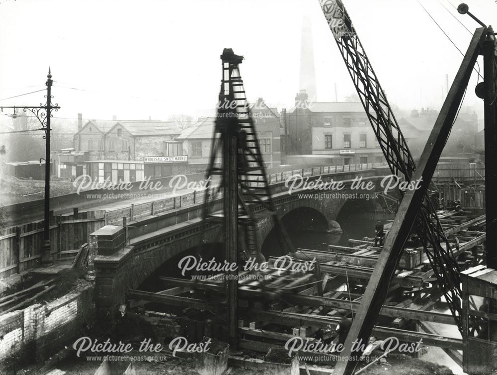 View of bridge construction.