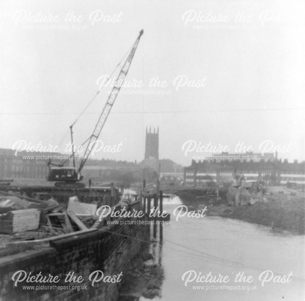 Construction of road bridge across the river