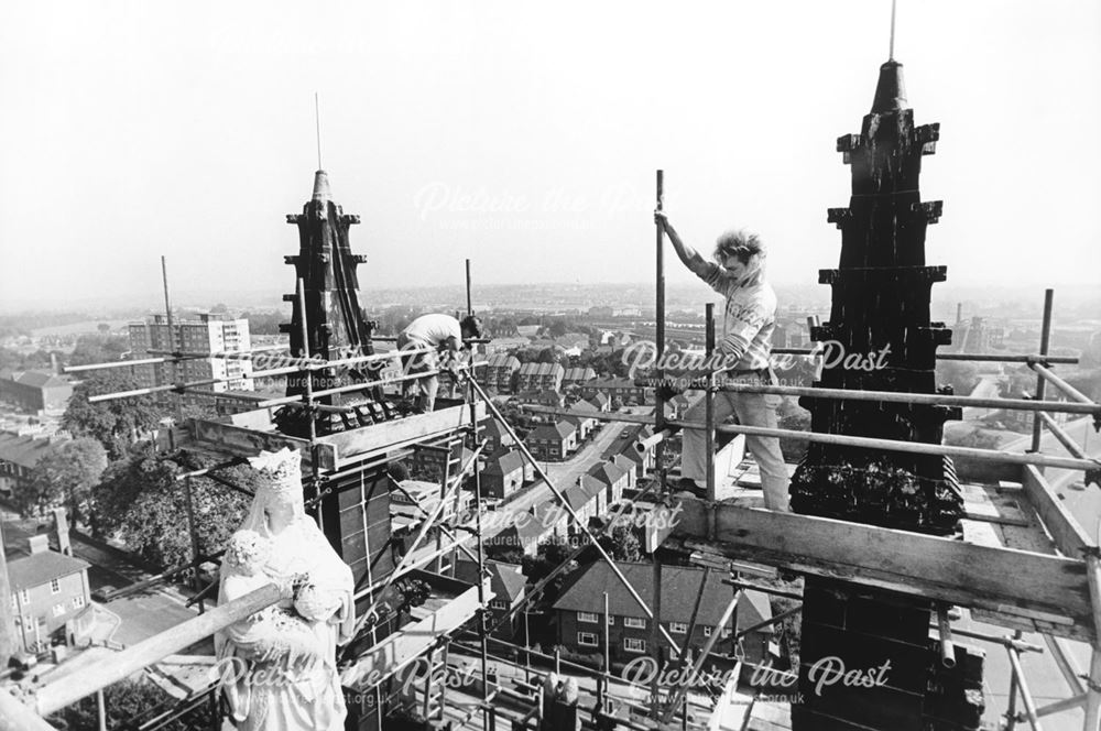 View from scaffolding erected around St Mary's Church at the time of renovation