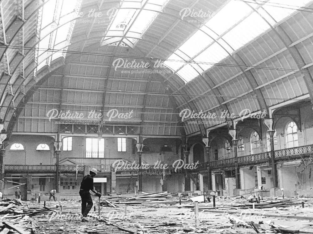 Interior of Guildhall market during refubishment