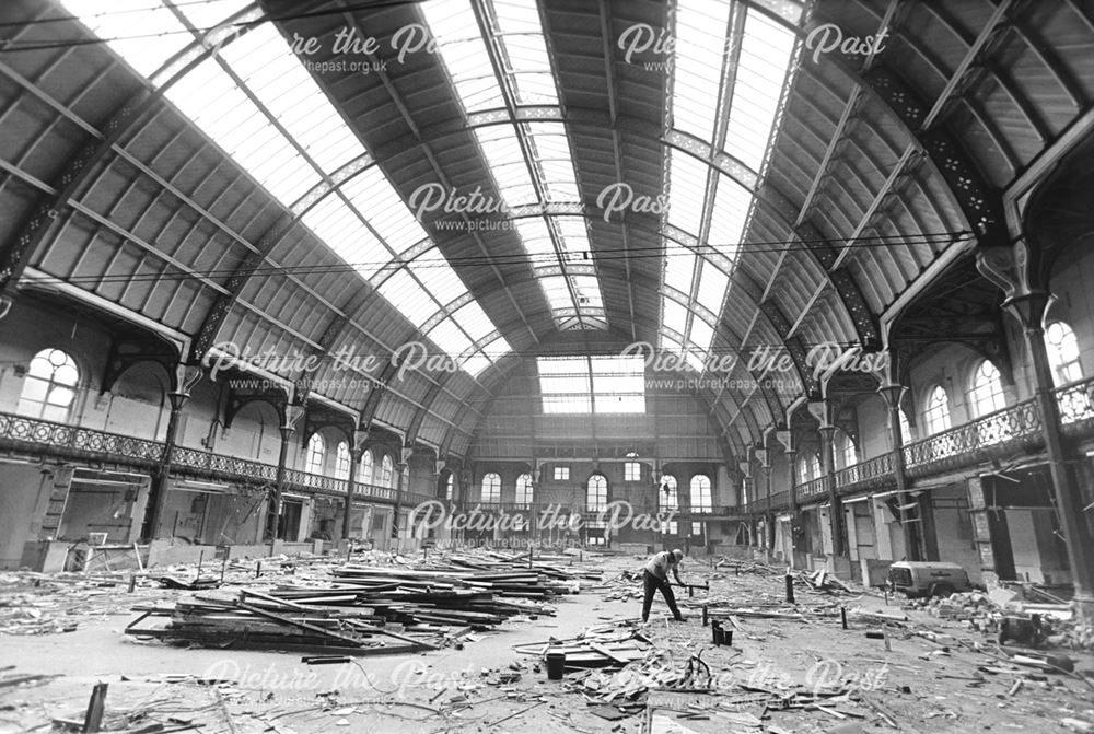 Interior of Guildhall market during refubishment