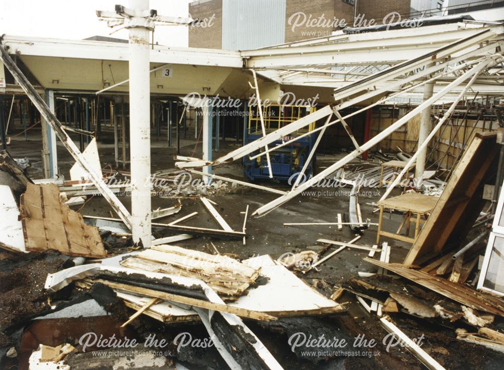 Interior view showing demolition of the old Eagle Centre market stalls