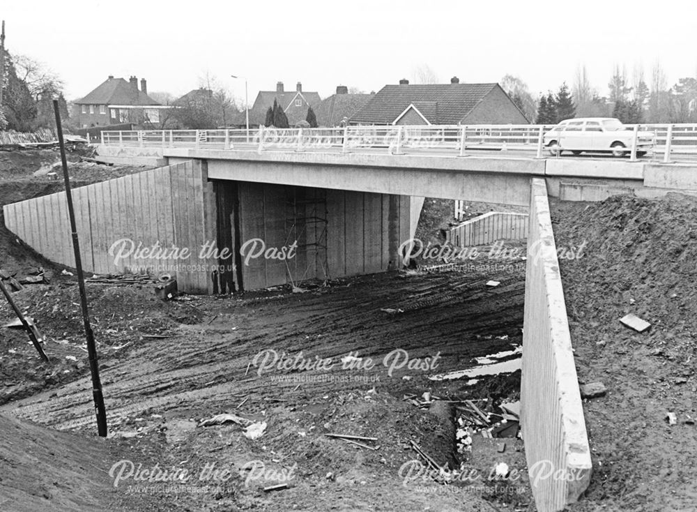 A newly constructed bridge over the A38 at Darley Abbey