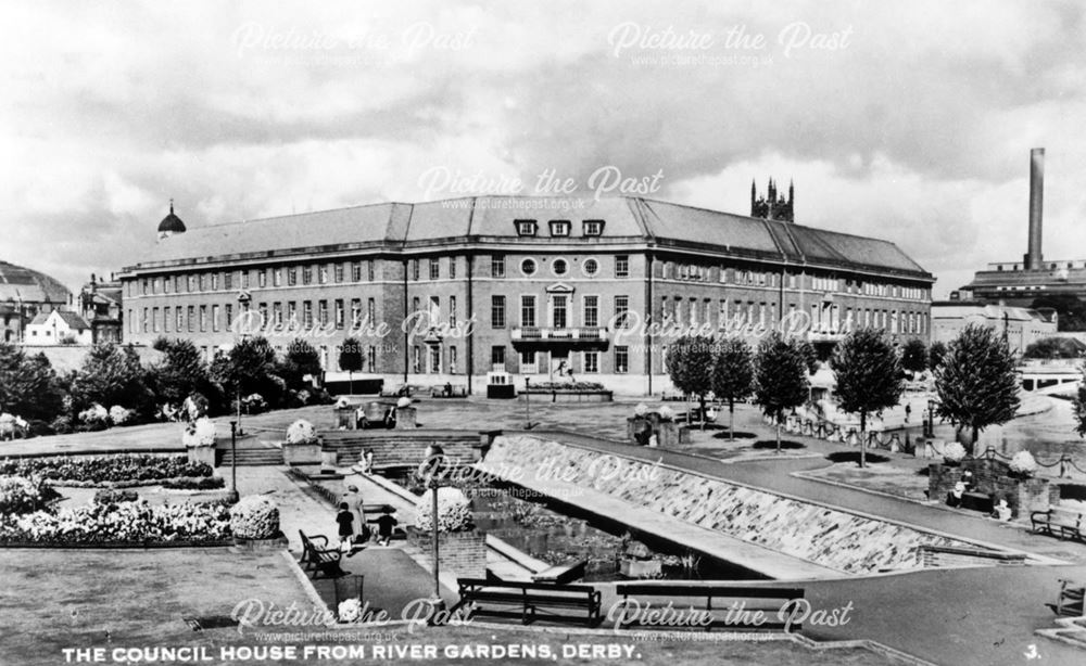 View of Council House from Derby River Gardens