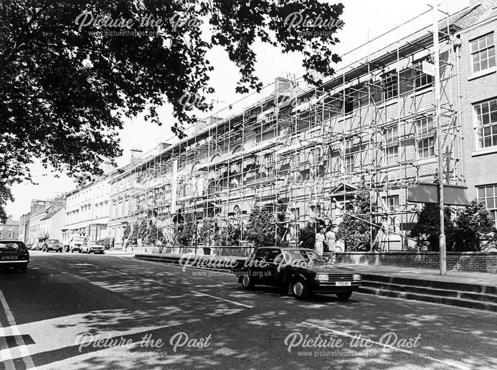 Row of buildings being renovated