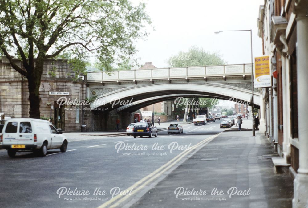 Looking up Friargate - view of bridge