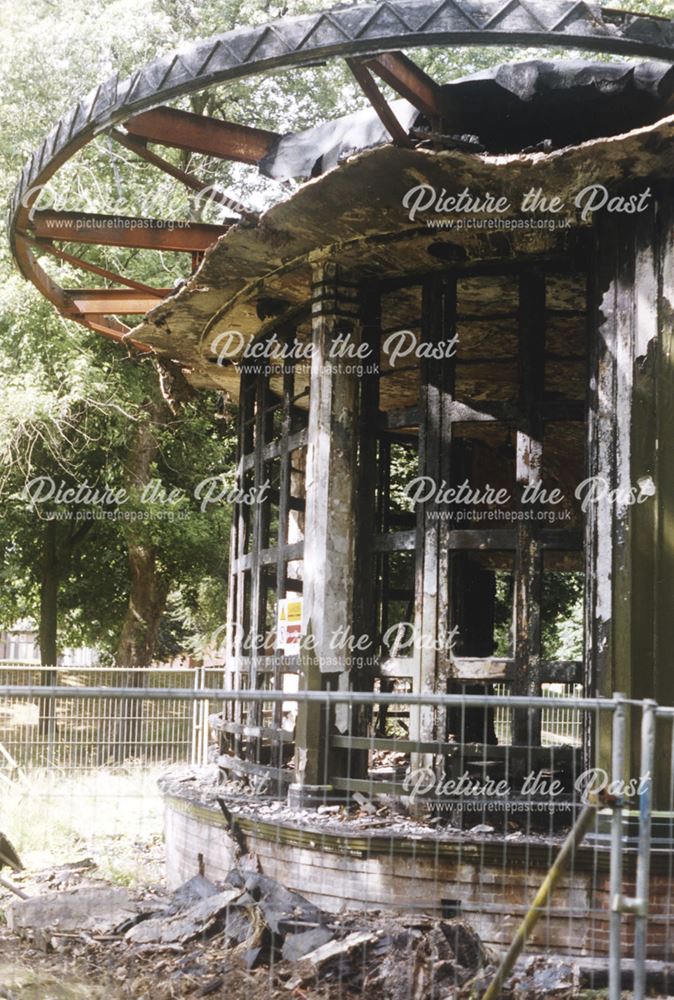 Bandstand destroyed by fire in the Arboretum