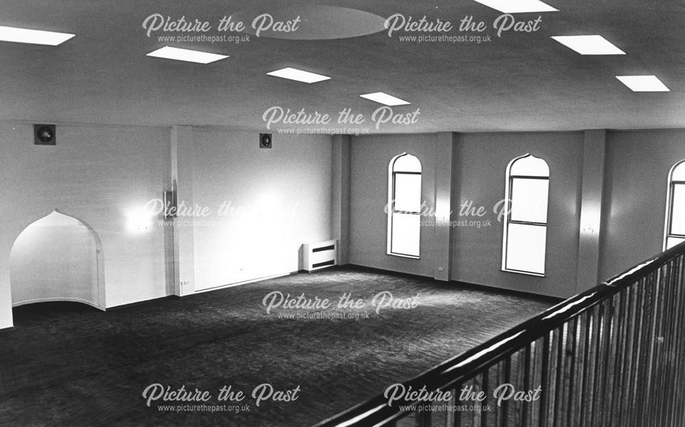 Interior of the newly built Jamia Mosque, Derby, c 1986