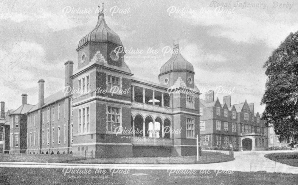 Derbyshire Royal Infirmary, exterior viewed from London Road entrance