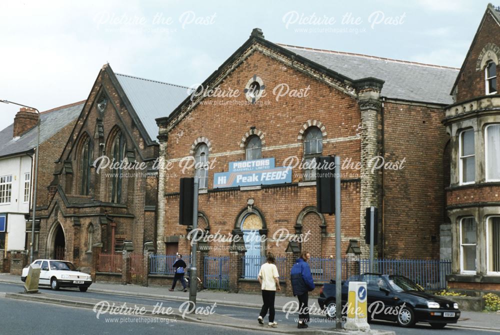 Ashbourne Road United Reformed Church and former Sunday school, Derby, c 1990 ?