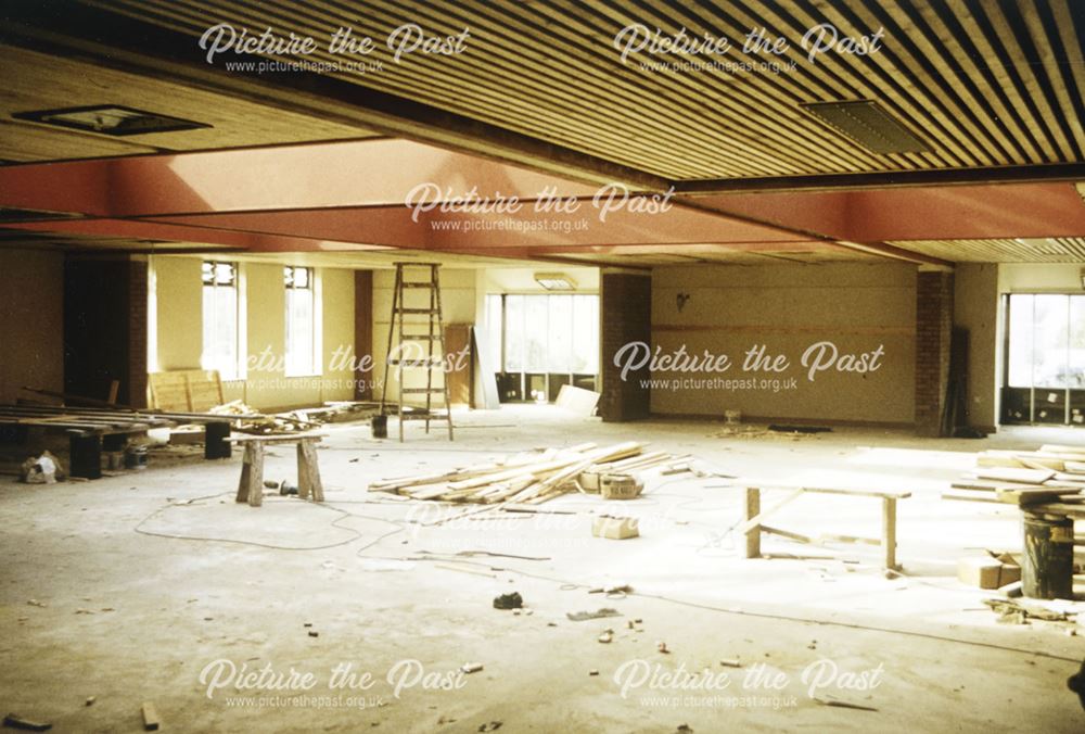 Interior view showing construction of Sinfin Library